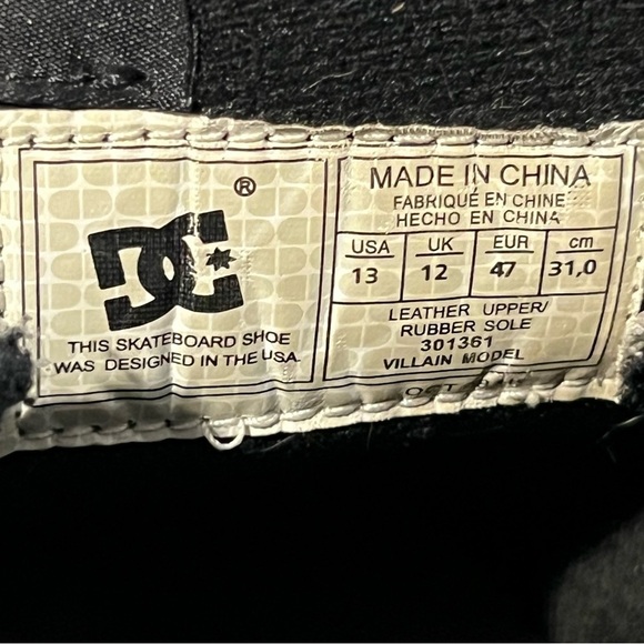 Mens DC Shoes Villain White Leather Slip On Shoes / Size 13